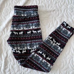 Reindeer Christmas fleece leggings